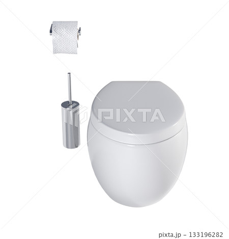 Lavatory pan isolated on a transparent background, bidet, 3D illustration, and CG render 133196282
