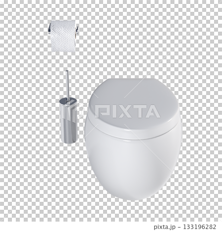Lavatory pan isolated on a transparent background, bidet, 3D illustration, and CG render 133196282