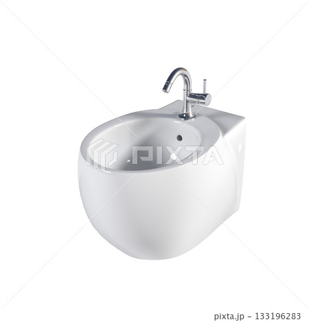Lavatory pan isolated on a transparent background, bidet, 3D illustration, and CG render 133196283