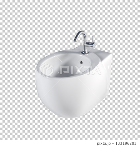 Lavatory pan isolated on a transparent background, bidet, 3D illustration, and CG render 133196283