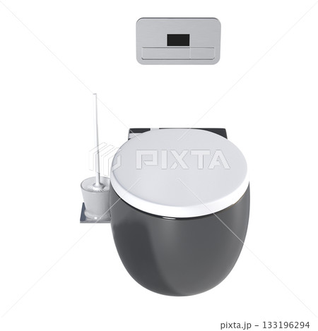 Lavatory pan isolated on a transparent background, bidet, 3D illustration, and CG render 133196294