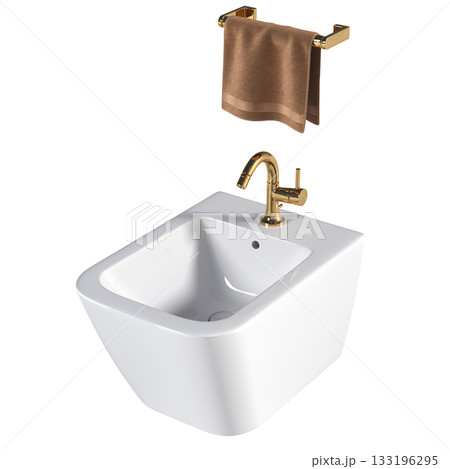 Lavatory pan isolated on a transparent background, bidet, 3D illustration, and CG render Lavatory pan isolated on a transparent background, bidet, 3D illustration, and CG render 133196295
