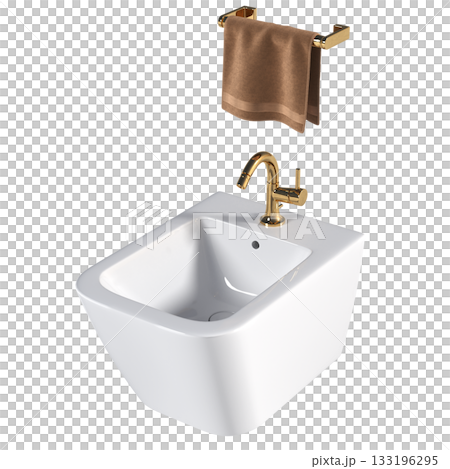 Lavatory pan isolated on a transparent background, bidet, 3D illustration, and CG render Lavatory pan isolated on a transparent background, bidet, 3D illustration, and CG render 133196295