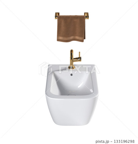 Lavatory pan isolated on a transparent background, bidet, 3D illustration, and CG render 133196298