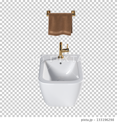 Lavatory pan isolated on a transparent background, bidet, 3D illustration, and CG render Lavatory pan isolated on a transparent background, bidet, 3D illustration, and CG render 133196298