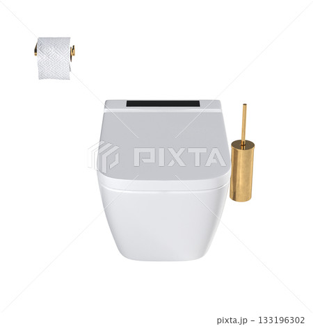 Lavatory pan isolated on a transparent background, bidet, 3D illustration, and CG render Lavatory pan isolated on a transparent background, bidet, 3D illustration, and CG render 133196302