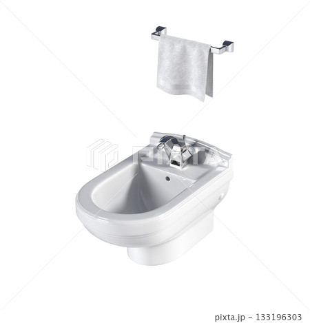 Lavatory pan isolated on a transparent background, bidet, 3D illustration, and CG render Lavatory pan isolated on a transparent background, bidet, 3D illustration, and CG render 133196303