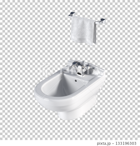 Lavatory pan isolated on a transparent background, bidet, 3D illustration, and CG render 133196303