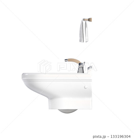 Lavatory pan isolated on a transparent background, bidet, 3D illustration, and CG render Lavatory pan isolated on a transparent background, bidet, 3D illustration, and CG render 133196304
