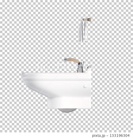 Lavatory pan isolated on a transparent background, bidet, 3D illustration, and CG render Lavatory pan isolated on a transparent background, bidet, 3D illustration, and CG render 133196304