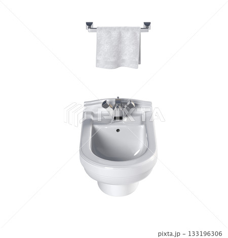 Lavatory pan isolated on a transparent background, bidet, 3D illustration, and CG render 133196306