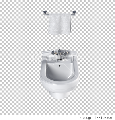 Lavatory pan isolated on a transparent background, bidet, 3D illustration, and CG render 133196306