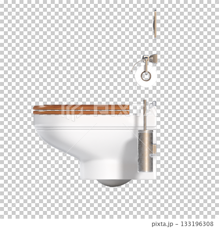 Lavatory pan isolated on a transparent background, bidet, 3D illustration, and CG render Lavatory pan isolated on a transparent background, bidet, 3D illustration, and CG render 133196308