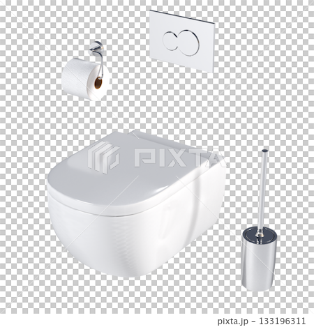 Lavatory pan isolated on a transparent background, bidet, 3D illustration, and CG render Lavatory pan isolated on a transparent background, bidet, 3D illustration, and CG render 133196311