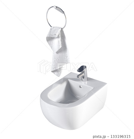 Lavatory pan isolated on a transparent background, bidet, 3D illustration, and CG render 133196315
