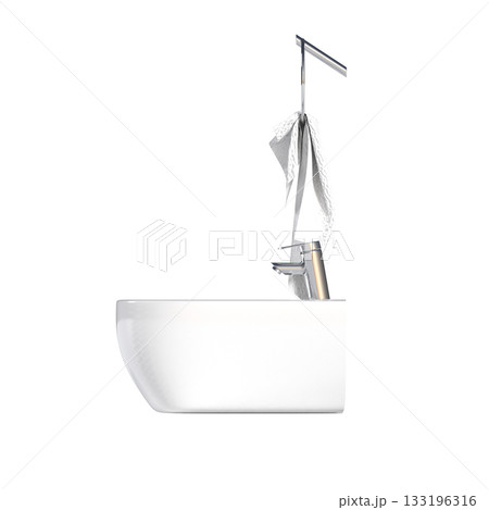 Lavatory pan isolated on a transparent background, bidet, 3D illustration, and CG render 133196316