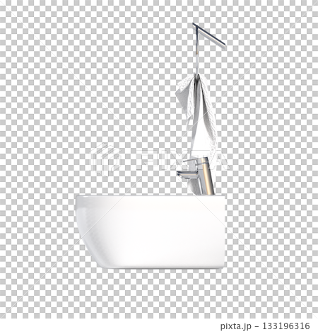 Lavatory pan isolated on a transparent background, bidet, 3D illustration, and CG render 133196316