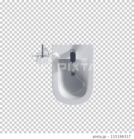 Lavatory pan isolated on a transparent background, bidet, 3D illustration, and CG render 133196317