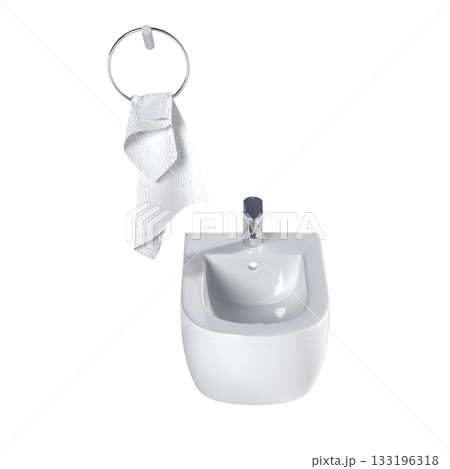 Lavatory pan isolated on a transparent background, bidet, 3D illustration, and CG render Lavatory pan isolated on a transparent background, bidet, 3D illustration, and CG render 133196318