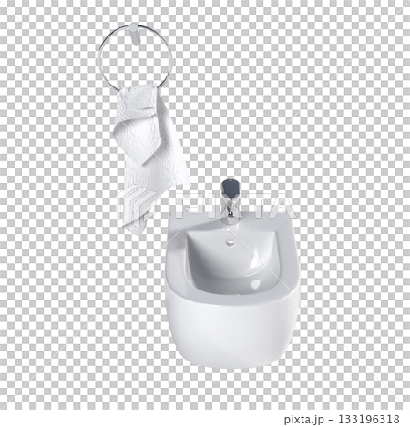 Lavatory pan isolated on a transparent background, bidet, 3D illustration, and CG render Lavatory pan isolated on a transparent background, bidet, 3D illustration, and CG render 133196318