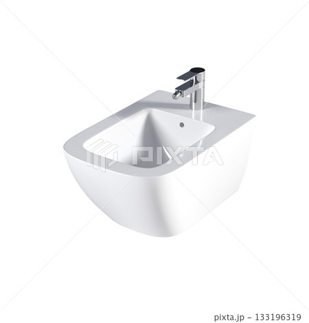 Lavatory pan isolated on a transparent background, bidet, 3D illustration, and CG render 133196319