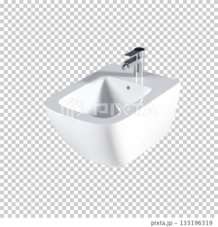 Lavatory pan isolated on a transparent background, bidet, 3D illustration, and CG render 133196319