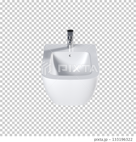 Lavatory pan isolated on a transparent background, bidet, 3D illustration, and CG render 133196322