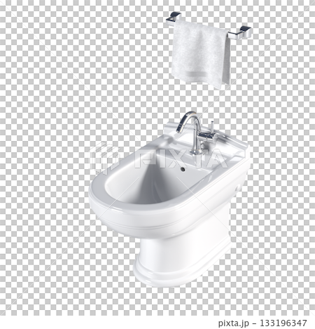Lavatory pan isolated on a transparent background, bidet, 3D illustration, and CG render 133196347