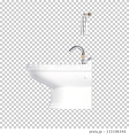Lavatory pan isolated on a transparent background, bidet, 3D illustration, and CG render 133196348