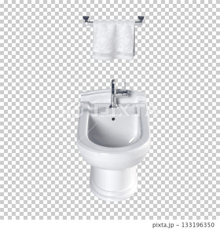 Lavatory pan isolated on a transparent background, bidet, 3D illustration, and CG render 133196350