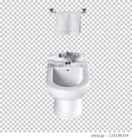 Lavatory pan isolated on a transparent background, bidet, 3D illustration, and CG render 133196354