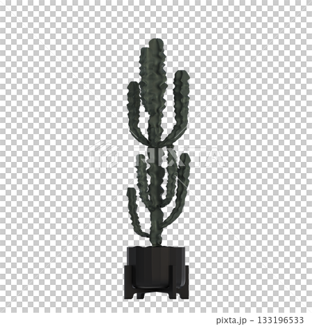 decorative flower in a pot isolate on a transparent background, 3D illustration, cg render 133196533