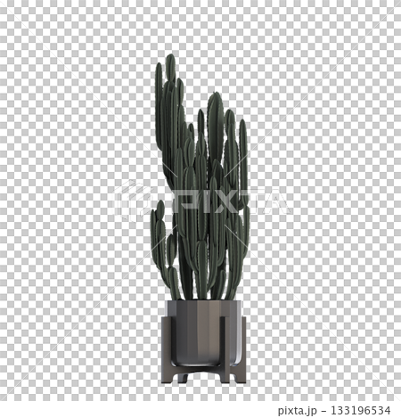 decorative flower in a pot isolate on a transparent background, 3D illustration, cg render 133196534