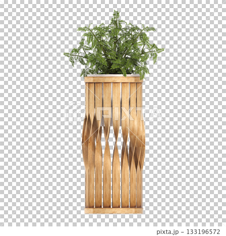 decorative flower in a pot isolate on a transparent background, 3D illustration, cg render 133196572