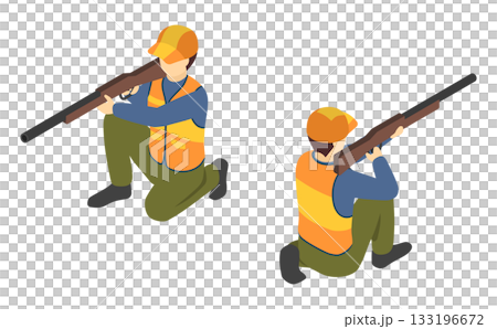 Isometric illustration: Hunter of the Hunting Association 133196672