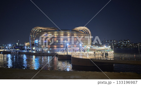 Sebitseom Seoul Floating Islands illuminated at night in Han river in Seoul, South Korea 133196987