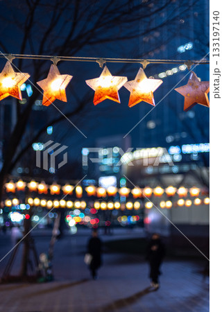 Star-Shaped Lights in Night Cityscape 133197140