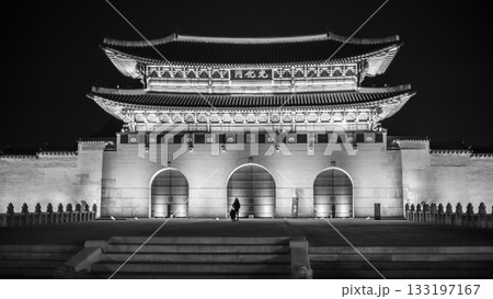Gwanghwamun gate of Gyeongbokgung royal palace of the Joseon dynasty in Seoul, Korea 133197167