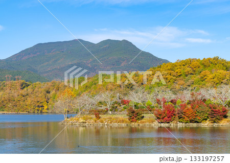 紅葉に染まる恵那峡と笠置山(岐阜県恵那市) 紅葉に染まる恵那峡と笠置山(岐阜県恵那市) 133197257