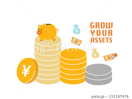 積み上がるお金のイラスト 133197476