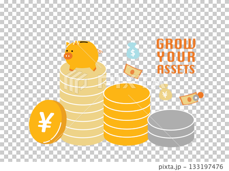 積み上がるお金のイラスト 133197476