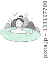 イラスト素材:温泉、温泉につかる女性 イラスト素材:温泉、温泉につかる女性 133197709
