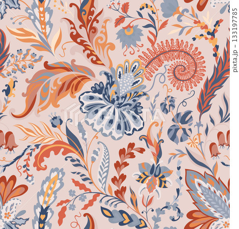Soft Ornamental Floral Seamless Pattern 133197785