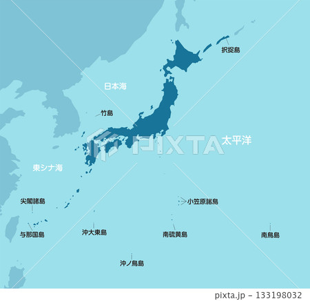 日本の領土・領海 MAP ベクターイラスト 日本の領土・領海 MAP ベクターイラスト 133198032