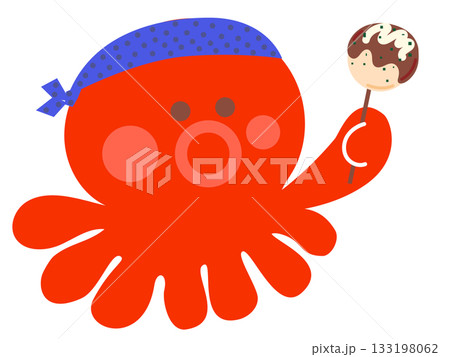 たこ　たこ焼き　はちまき　バンダナ　手ぬぐい　食べ物　大阪　名物　かわいい　イラスト 133198062