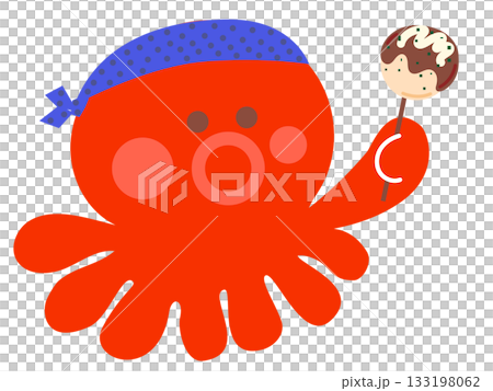 章魚、章魚燒、頭巾、頭巾、手巾、食物、大阪、特產、可愛插圖 133198062