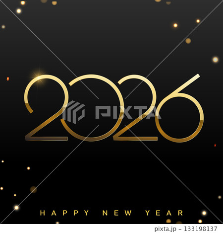 Elegant Happy New Year 2026 with star lights garland. Vector Elegant Happy New Year 2026 with star lights garland. Vector 133198137