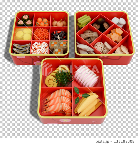 Three rows of New Year's dishes 133198309