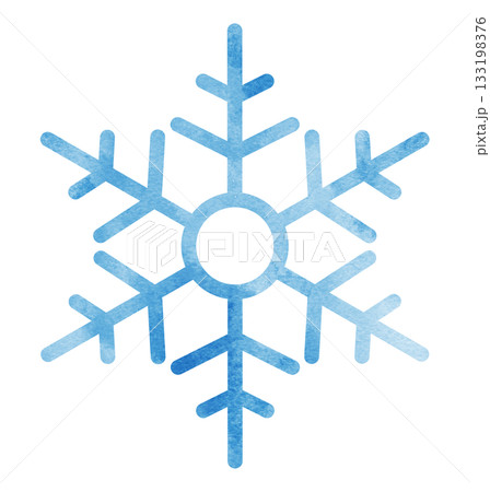 雪の結晶の手描きアイコンイラスト 水彩 青色 雪の結晶の手描きアイコンイラスト 水彩 青色 133198376