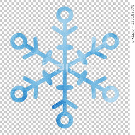 手繪雪花圖示插圖 水彩藍色 手繪雪花圖示插圖 水彩藍色 133198379